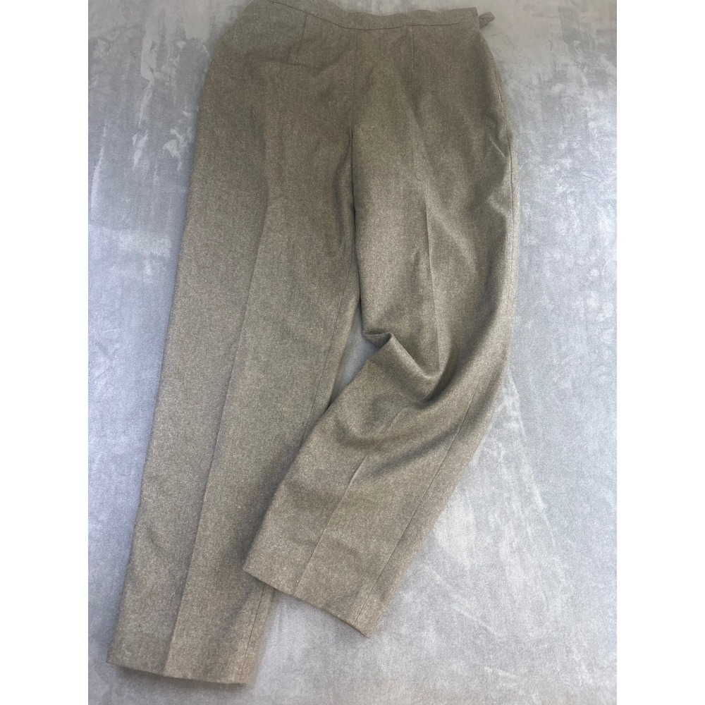Evan-Picone Worsted Wool Blend Straight Leg Dress Pants Brown Olive 12